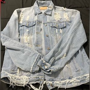 Distressed over sized denim jacket